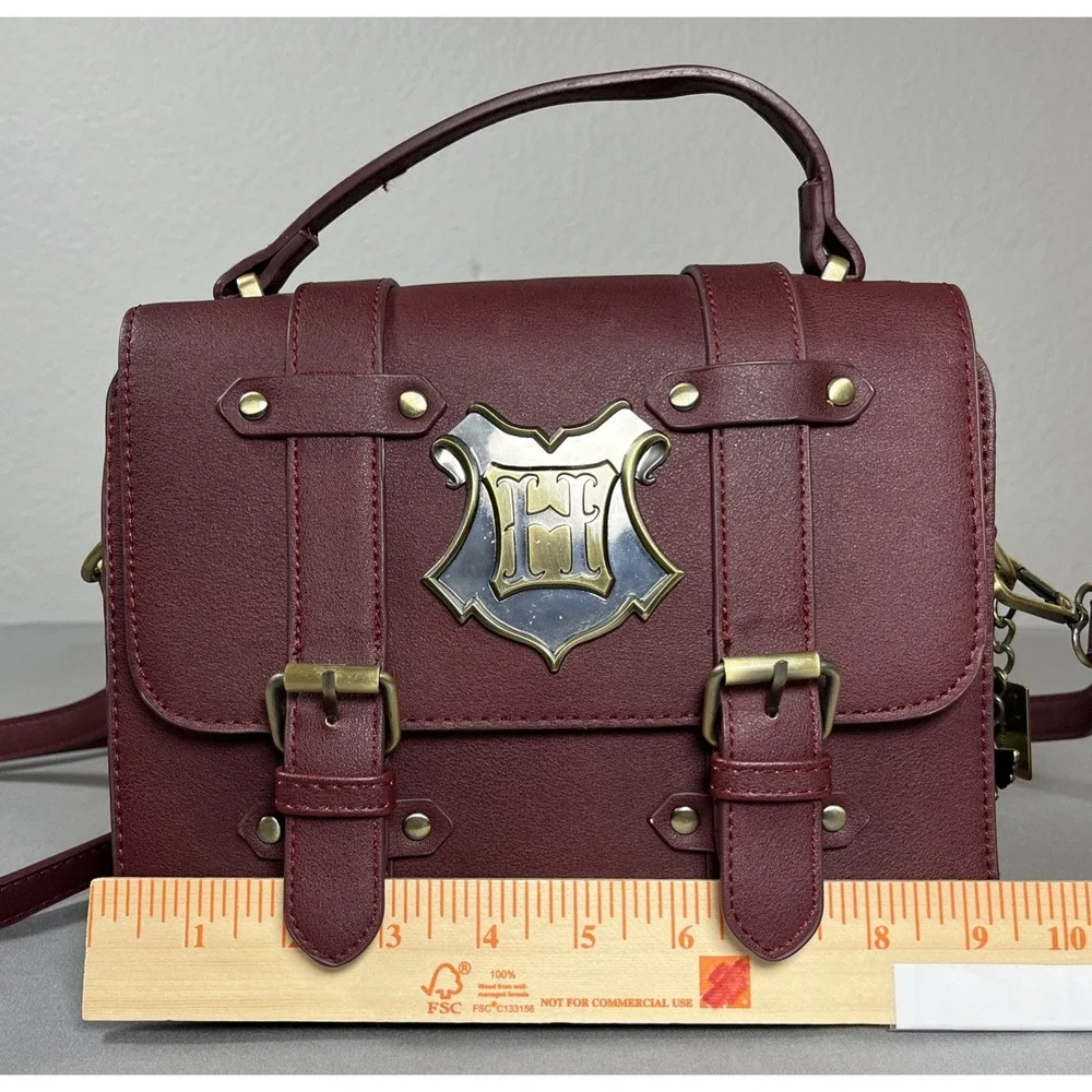 Harry Potter Hogwarts Satchel Crossbody Handbag Maroon Gold Hardware Bag